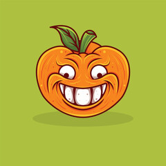 fruit monster character design with various expressions for halloween mascot or logo