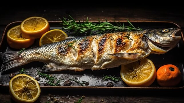 perfectly grilled whole branzino fish 