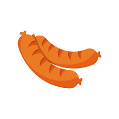 Barbecue or barbeque BBQ party, grill picnic. Barbecue equipment, grill, skewer, sausages, seasonings, chicken and meat, vegetables and sauce Vector flat illustration