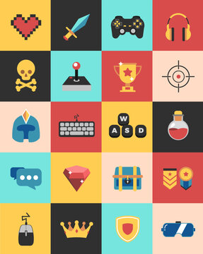 Colourful Video Game icons set