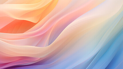 Colorful and soft fabrics waving in the wind, with dynamic waves. Beautiful abstract texture background for a nice and colorful horizontal background wallpaper in pastel hues for a calm mood