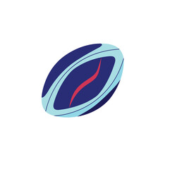 Rugby flat illustration vector isolated on white background. Sport supplies. Sport ball. Back to school