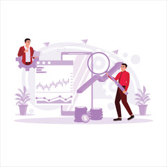 Online financial technology develops intelligent analytical tools in return on investment business and banking. Digital marketing concept. Trend Modern vector flat illustration