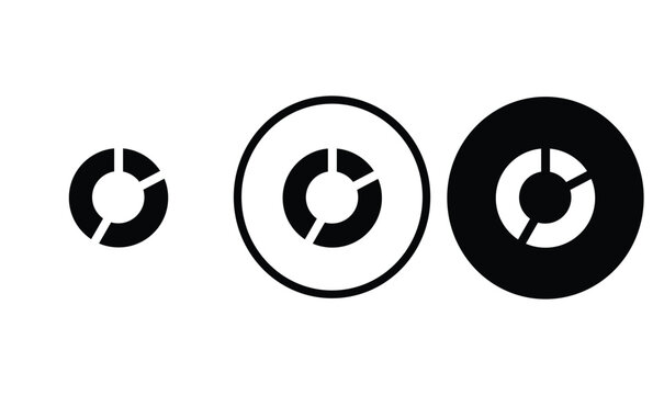 graph donut icon black outline for web site design 
and mobile dark mode apps 
Vector illustration on a white background