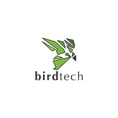 bird tech logo, digital bird logo template abstract