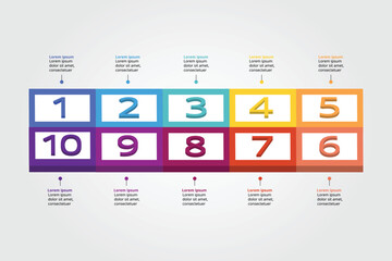timeline step square chart template for infographic for presentation for 10 element