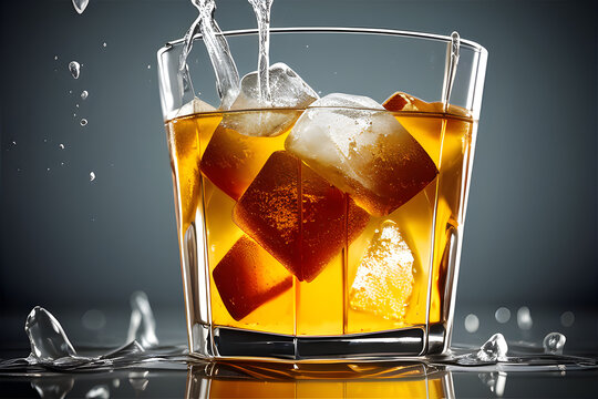 dopping ice cubes into whiskey, Generative AI