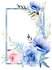 Water Color Pastel Flower and bloom, Wedding decorative perfect rectangle frame border