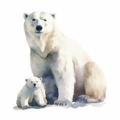 polar bear baby with mom