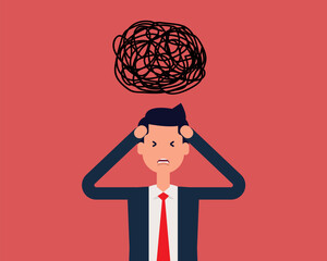 Decision complicated and chaotic ideas. Vector illustration strategy concept