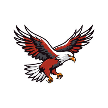Flying eagle mascot vector illustration isolated on white background