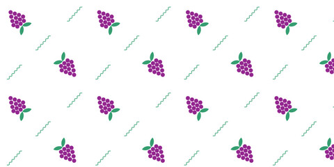 Vector seamless background in scandinavian style geometric patterns blue grapes on a white background Vector EPS10