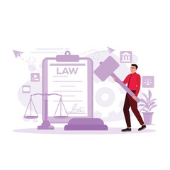 Company Lawyers, Advocates, Holding Consultants Sign Business Agreements, Contracts. Successful negotiation. Justice and Law Concept. Trend Modern vector flat illustration