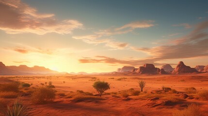 Fototapeta na wymiar Sahara Safari Expedition: Cinematic African Sunrise