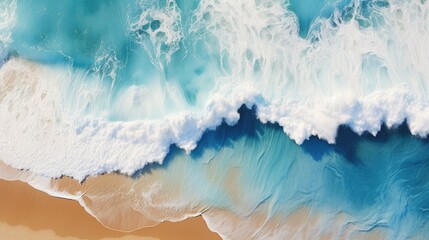 Captivating Aerial Seascape: Crashing Waves on Tropical Shoreline