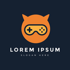 joystick button controller digital mobile game logo abstract design vector graphic illustration