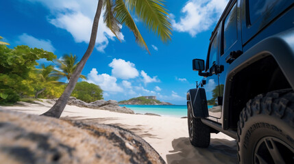 自動車,美しいビーチ,イラスト,ジェネレーティブ AI | car, beach, sky, Generative AI
