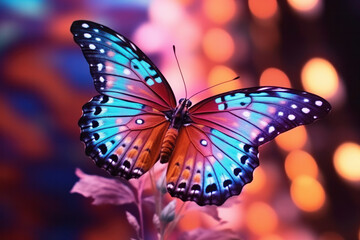 Obraz na płótnie Canvas colorful butterfly with flowery background,Generative AI