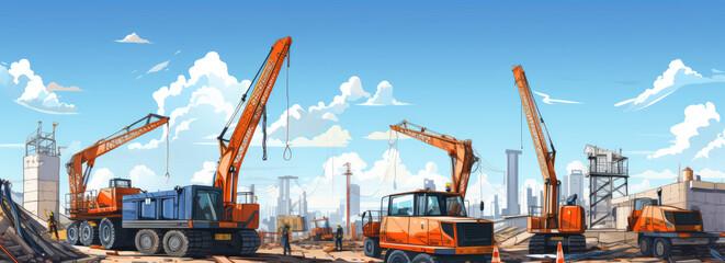 Illustration of construction site safety construction, 8K HD, simple background,generative ai - obrazy, fototapety, plakaty