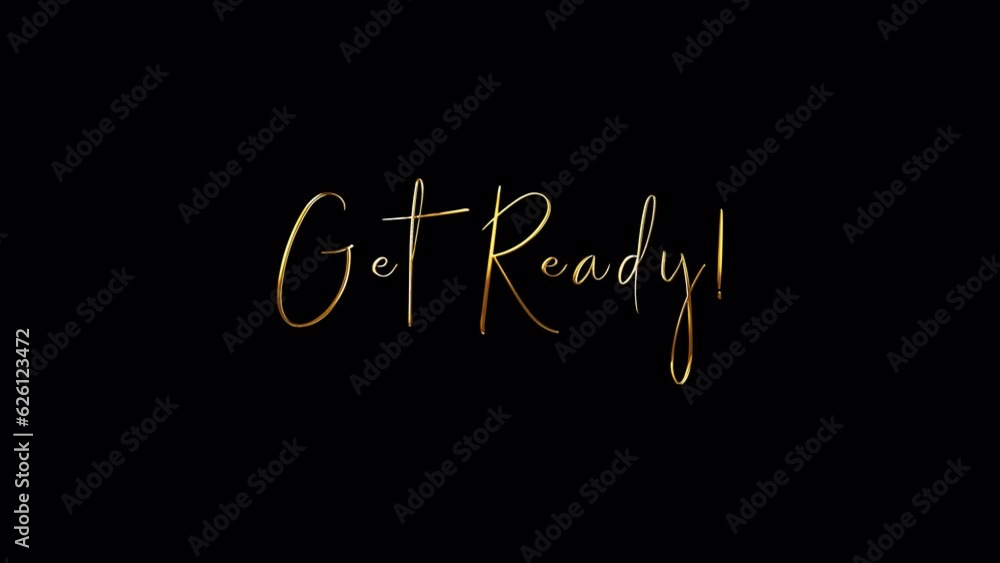 Poster loop title text get ready glitch gold text effect illustration on black abstract background. isolate