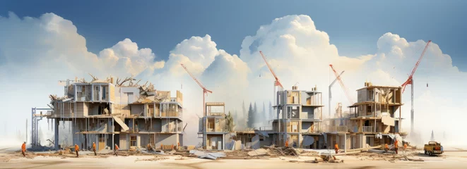 Fotobehang Illustration of construction site safety construction, 8K HD, simple background, © JKLoma