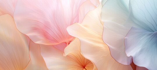 silky petals, pastel colors, closeup blossoms for background banner