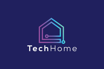 Technology smart home logo design vector template