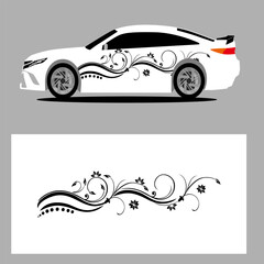 illustration of floral  stripes for car. floral vector  design