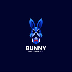 Vector Logo Illustration Bunny Gradient Colorful Style