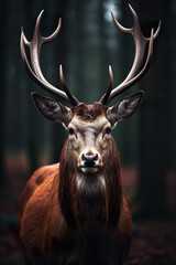 Adult deer closeup portrait