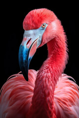 Pink flamingo closeup portrait