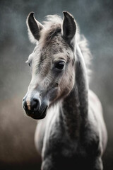 Gray horse cub portrait