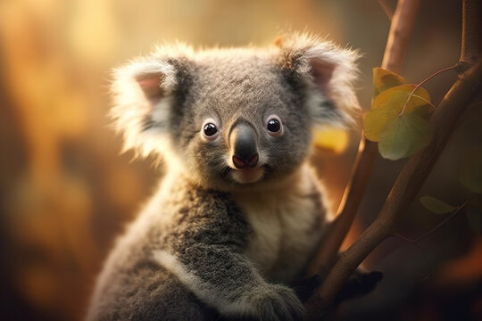 Coala cub on a tree