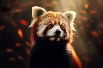 One red panda closeup portrait