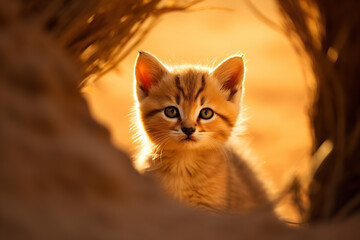 Sand cat cub in a wild