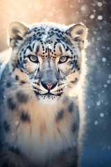 Fototapeta na wymiar Adult snow leopard portrait