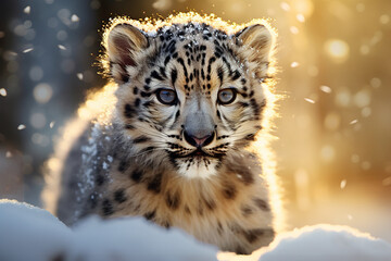 Snow leopard cub portrait