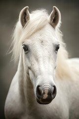 Obraz na płótnie Canvas White horse cub portrait