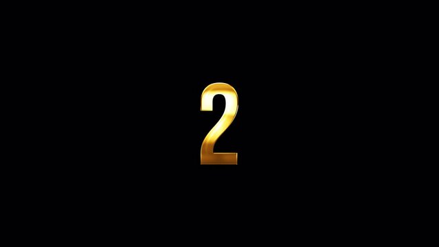 Abstract loop number Two golden shine light motion text with effect animation on black abstract background. promote advertising concept isolate using QuickTime Alpha Channel proress 444
