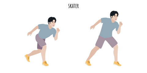 Young active man doing skater exercise