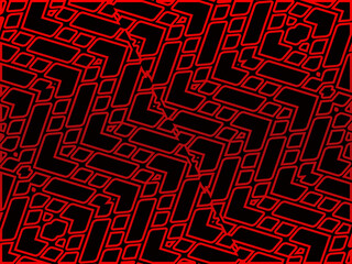 High contrast red and black glossy stripes background. Abstract technology graphic banner design. Vector corporate background.