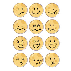 The Cute Moon with Various Emotions