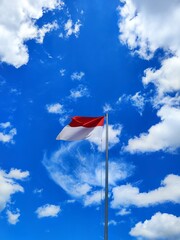 Indonesian flag fluttering in the wind