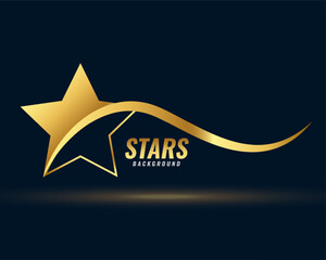 luxurious golden star background with shiny wavy design