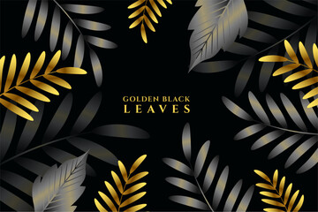 elegant golden and black leaves pattern on dark background vector