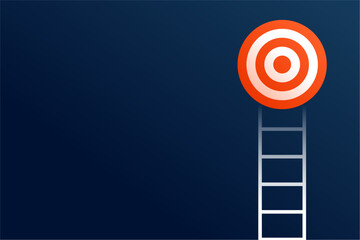 target achievement concept with white ladder on blue wall vector