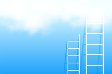 Stairway ladder into the clouds concept background vector