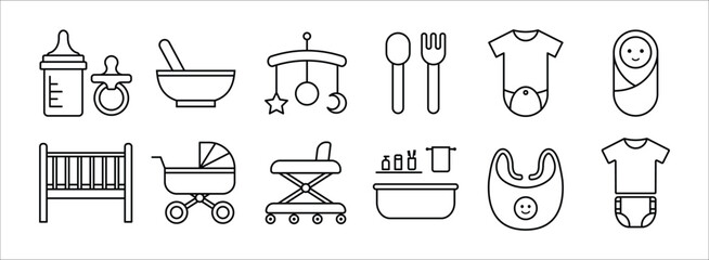 Baby needs collection icon illustration.