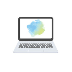 Laptop flat illustration vector isolated on white background. School and office supplies. Back to school, back to work. Business.