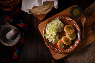 Potato pancakes, a very popular homemade dish in many countries, in traditional Mexican cuisine...